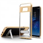 Wholesale Samsung Galaxy S8 Clear Armor Bumper Kickstand Case (Champagne Gold)